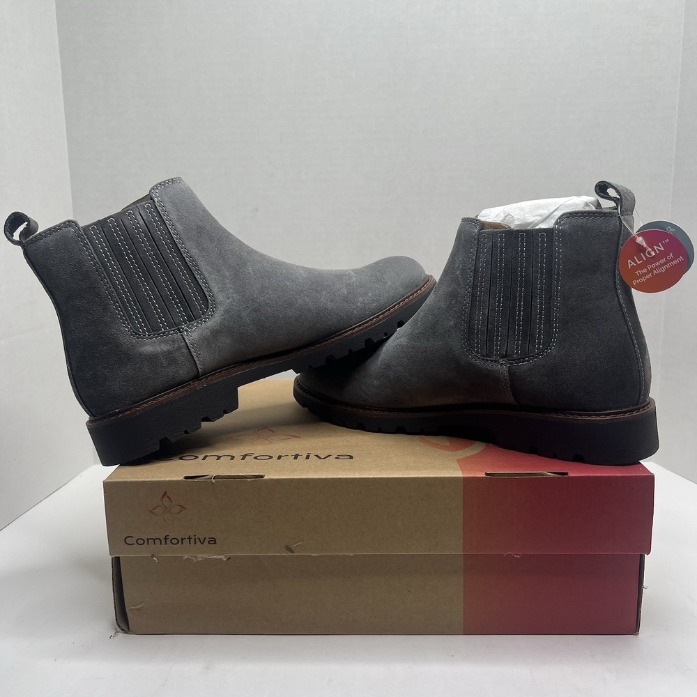Comfortiva Ledelle Womens 10 M Smoke Suede Chelsea Boots Ankle Waterproof NIB